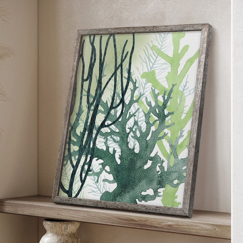 Reproduction encadrée texturée corail II - bois massif, H 11 po x l 9 po
