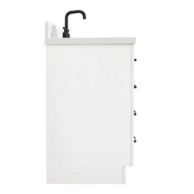 Ensemble de meuble-lavabo simple en bois massif 48 po avec lavabo en quartz blanc 1,5 po Tidworth
