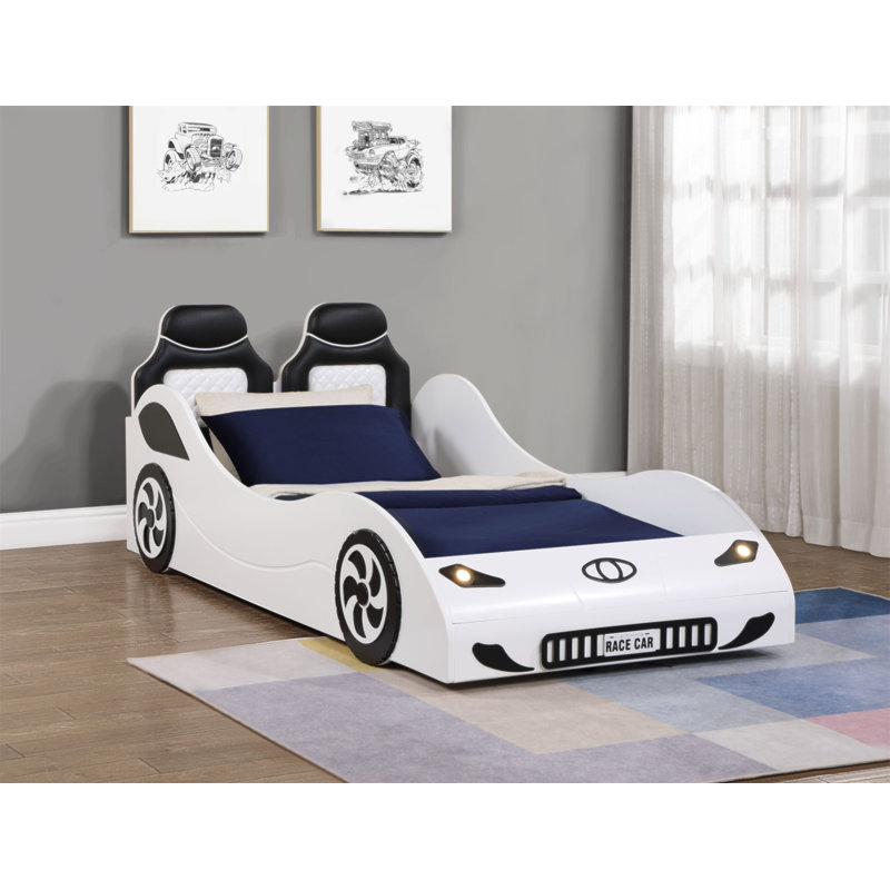Lit voiture simple avec DEL Colen, Blanc