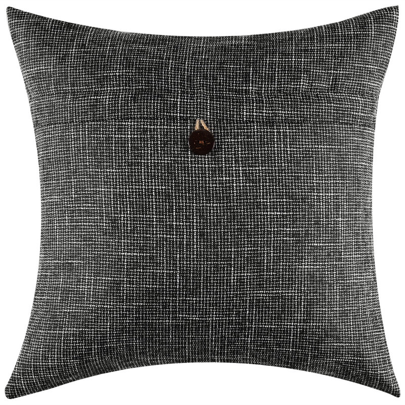 Housses de coussin rétro à un bouton, Noir, H 18 po x l 18 po x P 1 po, Housse de coussin seulement - sans coussin