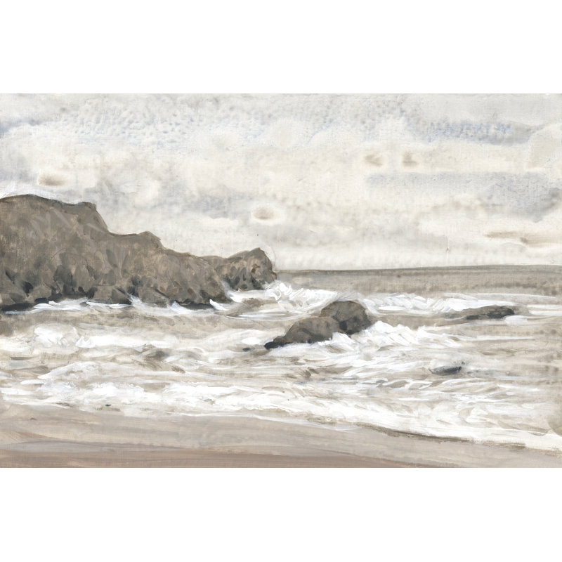 Coastal Shoreline II by Tim O'Toole - Painting on Canvas, 30cm H x 46cm W, Black Floater Framed