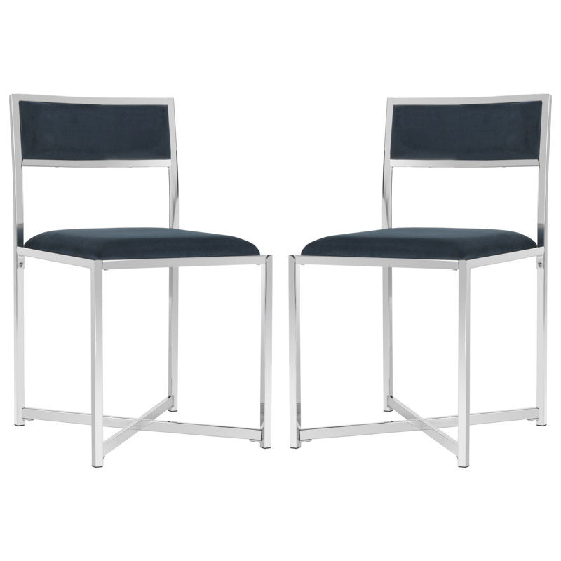 Chaise d'appoint rembourrée en métal Walsh, Bleu marine