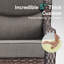Fauteuil coulissant pivotant en osier avec coussins et table d'appoint 7 pièces Simle-110925338-110925341