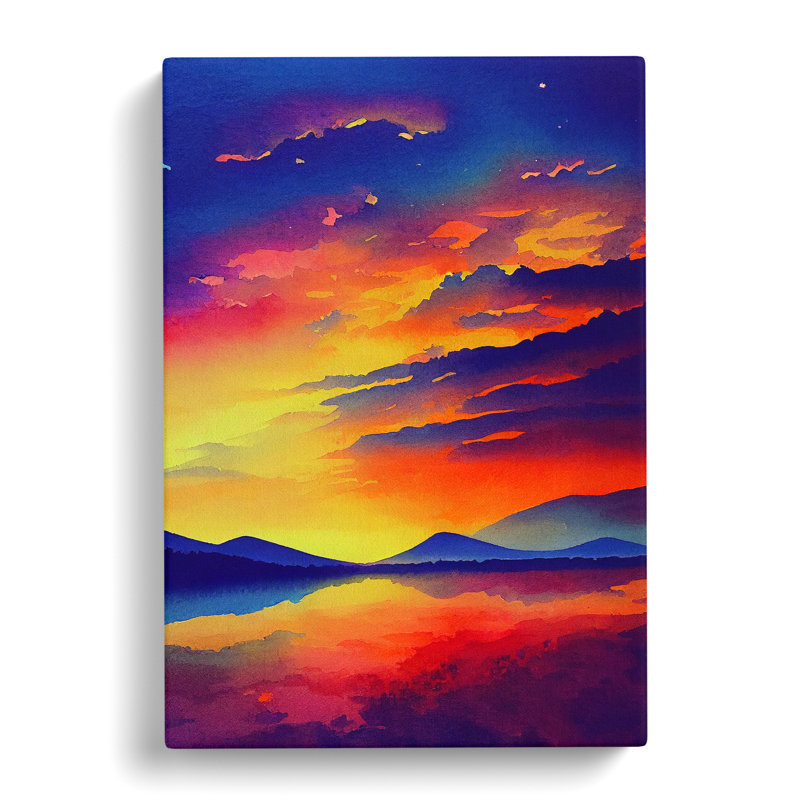 Sunset Over Mountains No.7 - Wall Art, Wrapped Canvas, 50cm H x 35cm W, No Matte