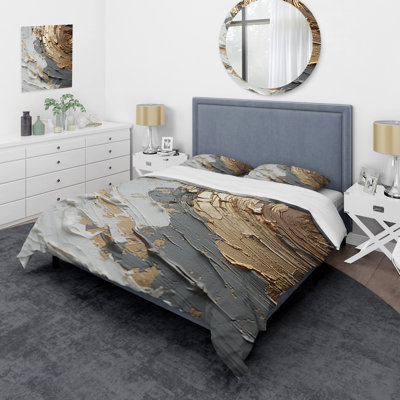 Radiant Revolve Modern Gold Spiral II - Abstract Spirals Duvet Cover Set