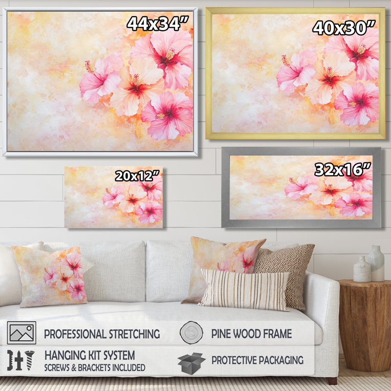 Hibiscus tropical au Mexique I - art mural impression d'hibiscus, H 34 po x l 44 po, Brun