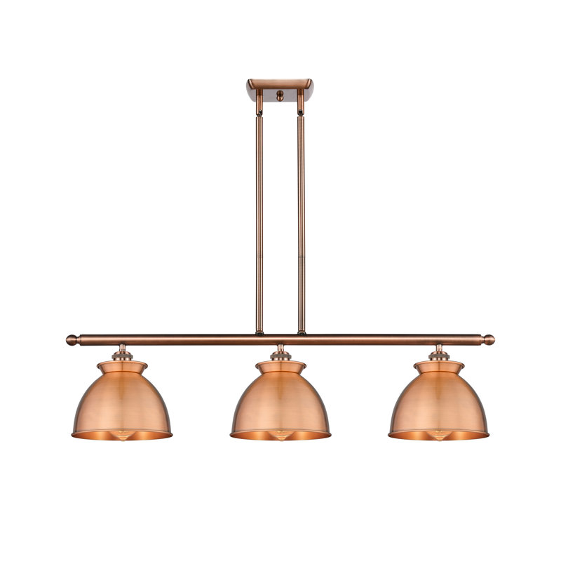 Luminaire suspendu en forme de dôme pour îlot de cuisine 3 lumières Arev, Cuivre antique, Non, Cuivre antique