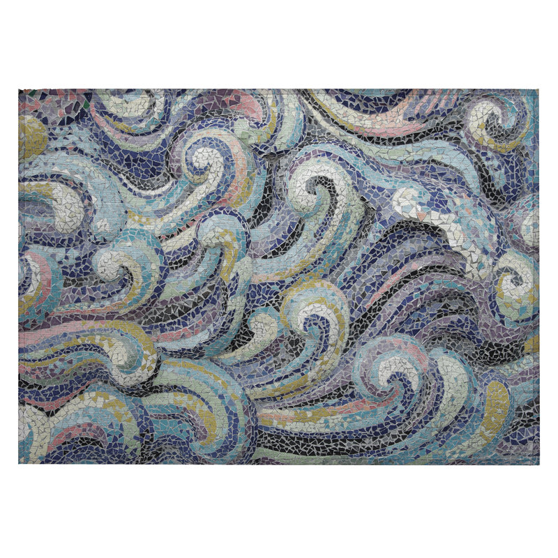 Shorthill Washable Ikat Indoor / Outdoor Rug, Rectangle 1'8" x 2'6"