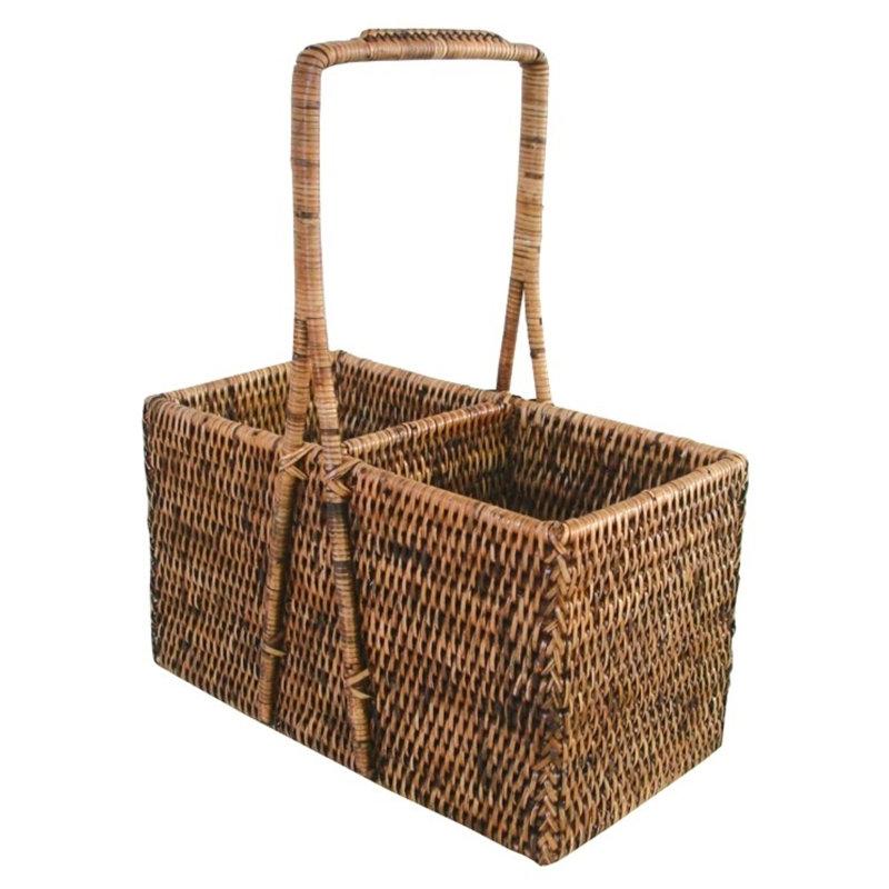 Wine Carrier Baske, Antique Brown