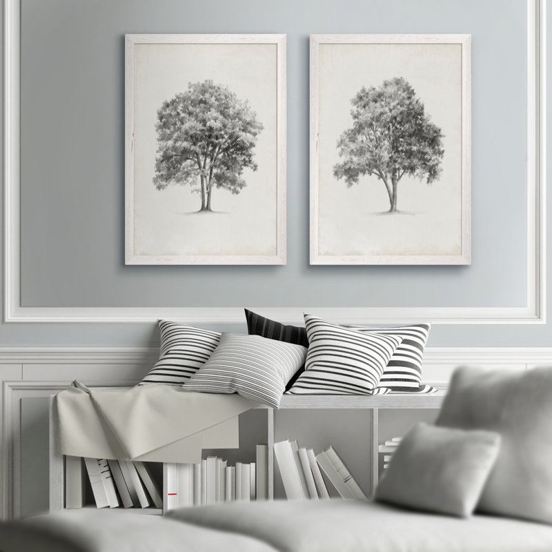 « rétro arbor study i » par antonyme bunjamin (abe)-ensemble de 2 reproductions de photos sur toile, Toile blanche encadrée