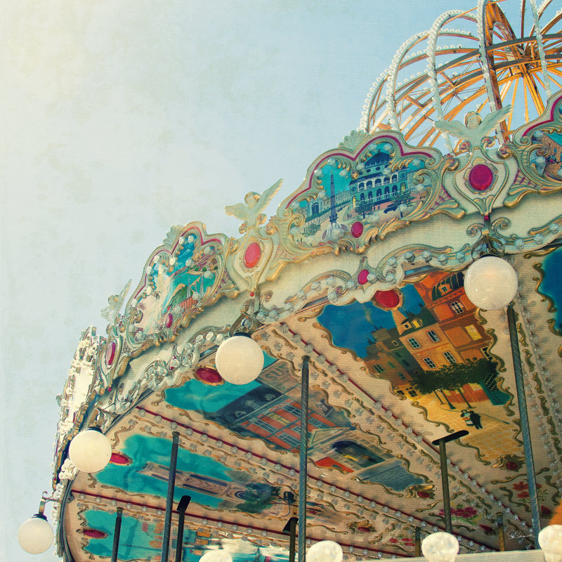 Paris Carousel II Aged by Sue Schlabach - Wrapped Canvas Print, 91cm H x 91cm W x 3.8cm D