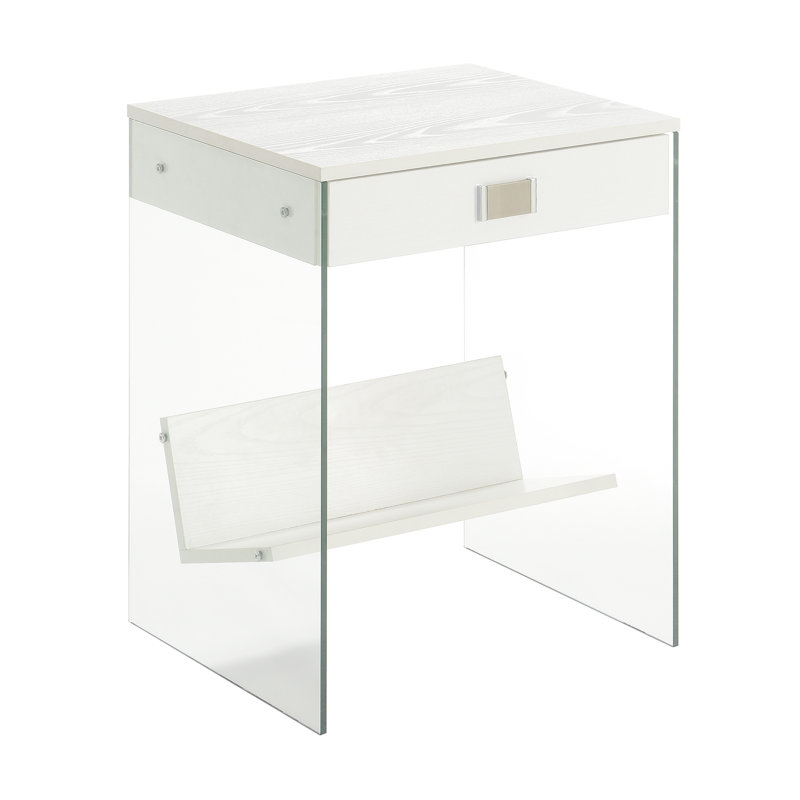 Table de bout avec 1 tiroir Allegonda, Blanc