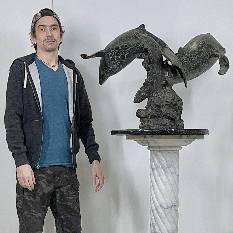Bronze Two Whales Sculpture