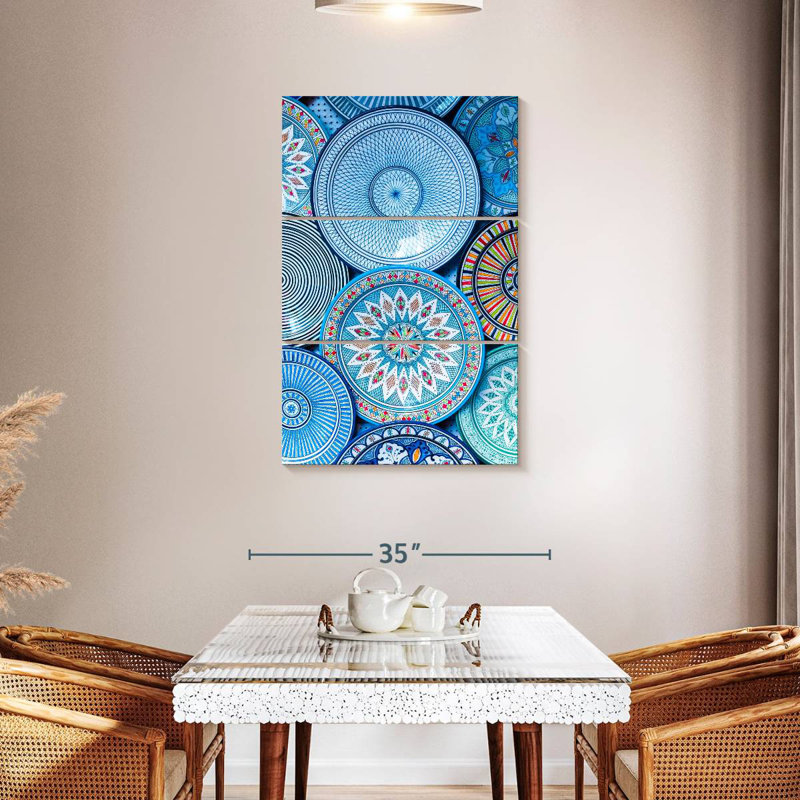 Senne Blue Moroccan Plates, 45" H x 28" W