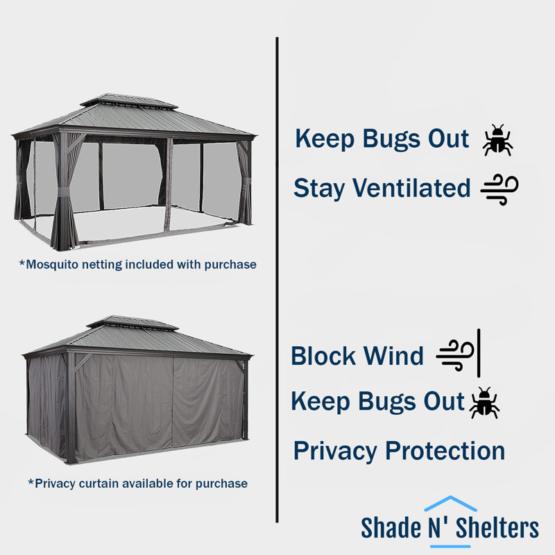 12 Ft. W x 12 Ft. D Aluminum Patio Gazebo