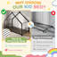 Lit d'enfant en forme de maison avec barrières de sécurité sur toute la longueur, lit de sol bas et robuste en fer pour tout-petits, prêt à recevoir un ciel de lit à monter soi-même-724143521-724143522
