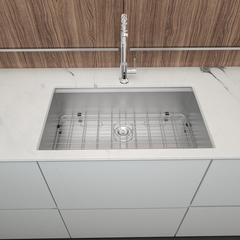 30" Undermount Kitchen Sink - 30*19*9 Inch Kitchen Sink Undermount Single Bowl 16 Gauge Stainless Steel Ledge Workstation Kitchen Sinks