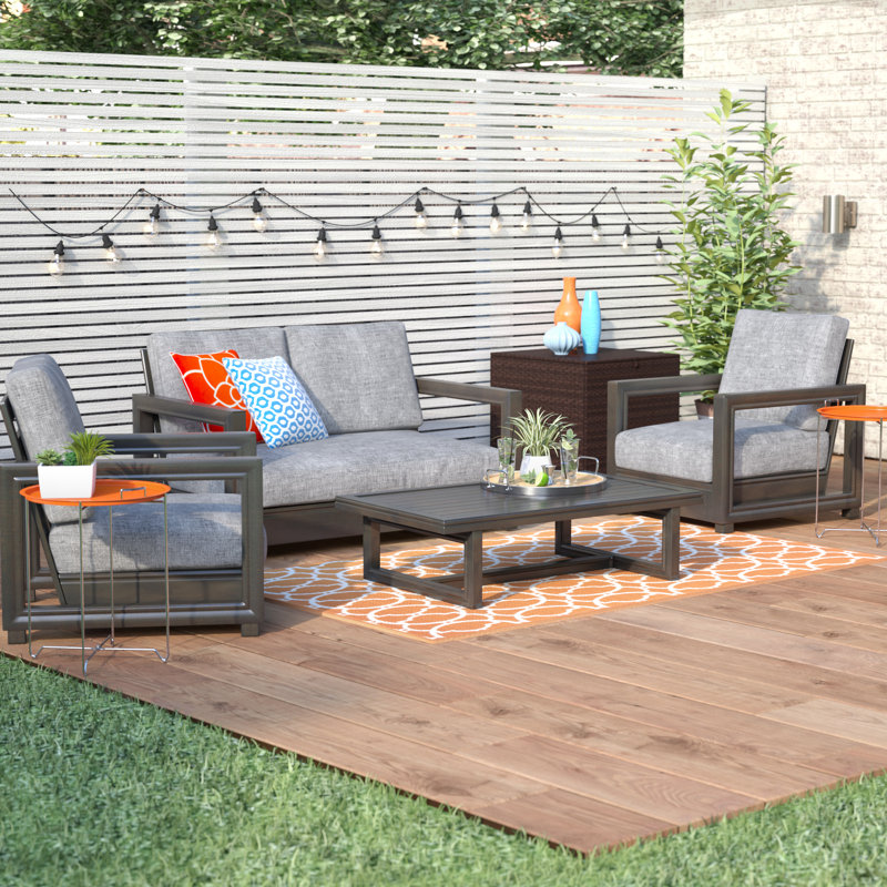Omar 4 - Person Patio Conversation Set with Cushions