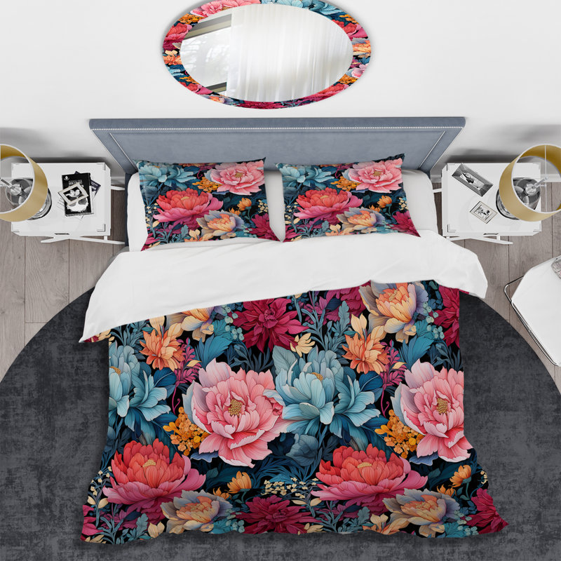 Ensemble de housse de couette Tropical Watercolors, Housse de couette pour très grand lit et 2 très