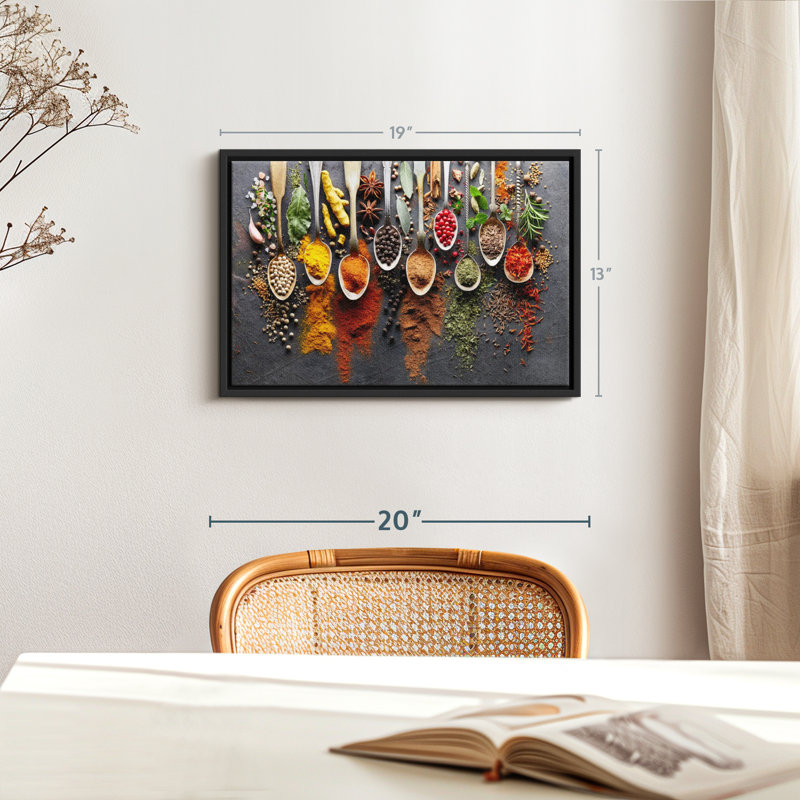 Différentes épices, reproduction sur toile, H 13 po x l 19 po