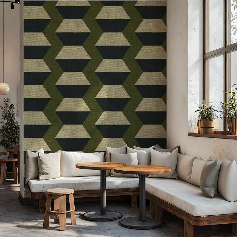 Infinity Blocks - Papier peint taupe olive