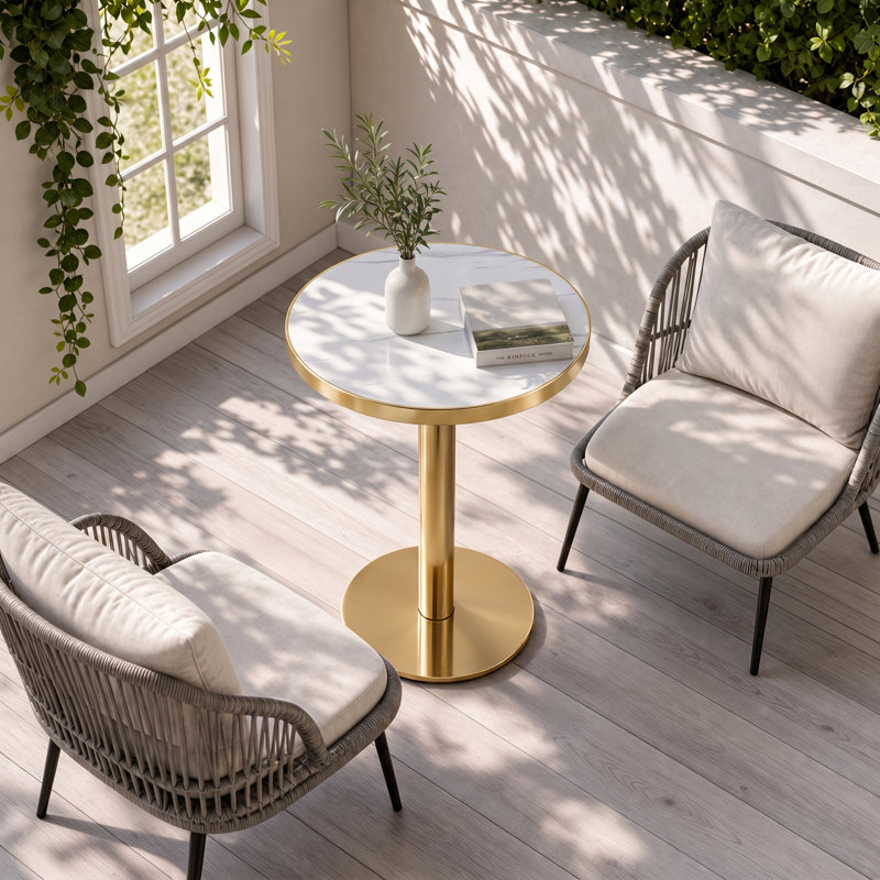 Table bistro 23,6 po Modern Luxury, White/Gold
