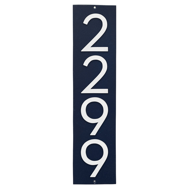 Floating Modern 3" Number Vertical Address Plaque (4 Digits), Navy, White, Yes