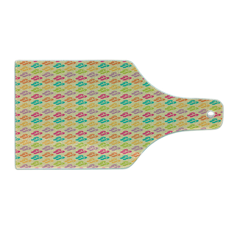 Ambesonne Flip Flop Tempered Glass Cutting Board Repeating Pattern Multicolor