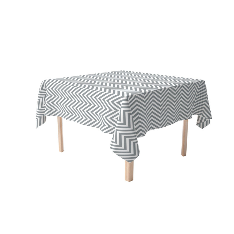 Silfa Chevron Tablecloth, 90" x 90", Gray