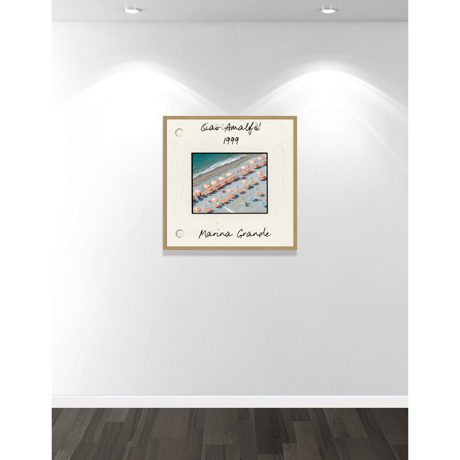 Amalfi, Italy - Marina Grande Print by Danita Dalmont, 32" H x 32" W x 0.75" D, Natural Single Picture Framed Paper