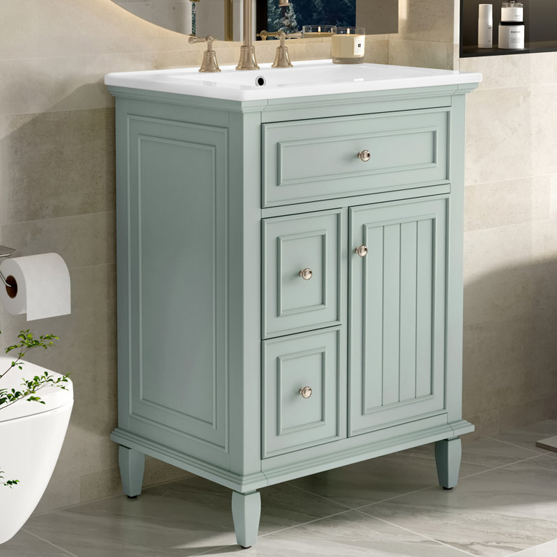 Meuble-lavabo 24 po avec lavabo, Vert