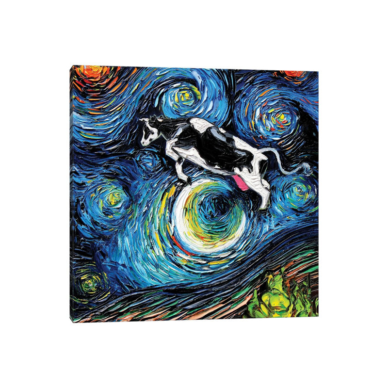 The Cow Jumped Over The Moon by Aja Trier - Wrapped Canvas Print, 93.98 cm H x 93.98 cm W x 1.91 cm D