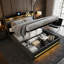EU Double & King Ottoman Storage Bed With Dual LED Lights, Upholstered Bed Frame With Charging Port, Grey Linen-1769222632