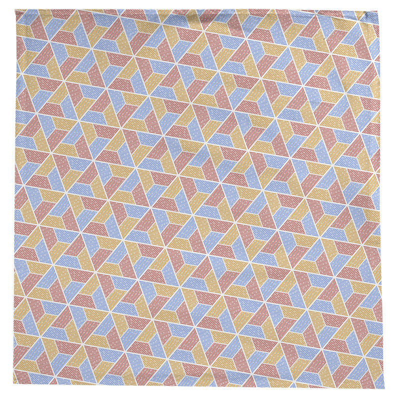 Leffel Trapezoids Tablecloth, Blue/Red/Orange