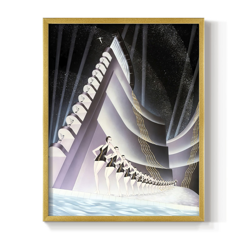 Aquacade Framed Print - Solid Wood, 30" H x 24" W, Gold