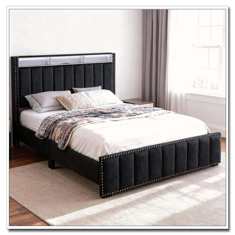 Rangement de lit, Noir, Grand