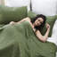 Jeté simple vert olive Waffle Weave-119070211-119070202