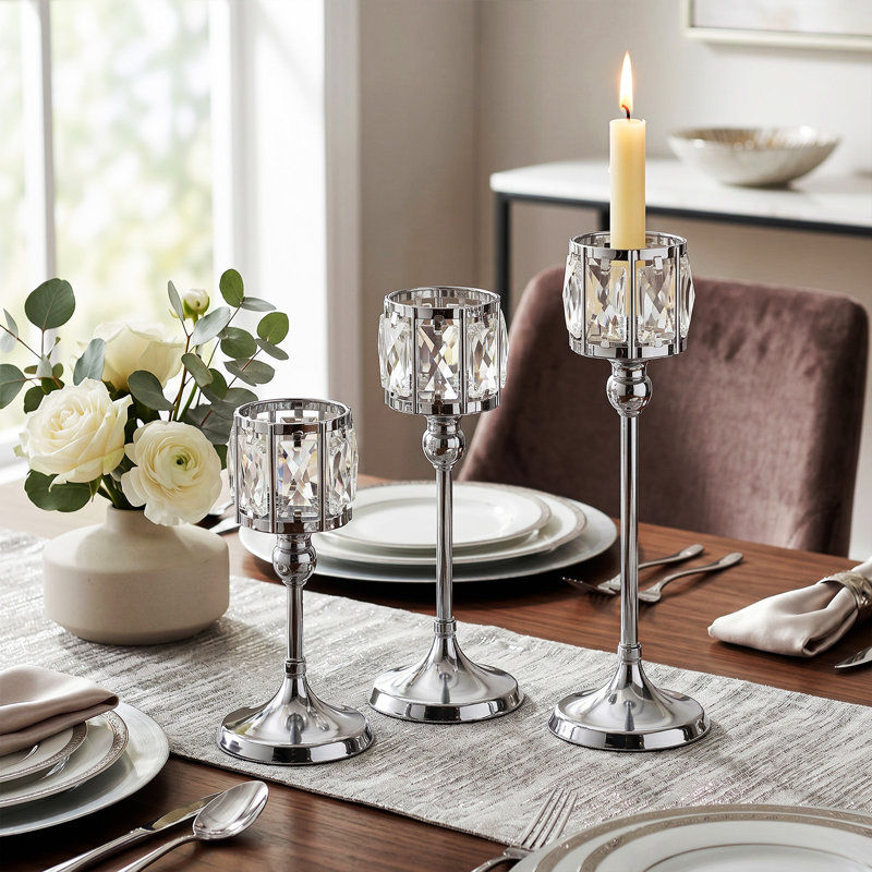 Crystal + Iron Candelabra, Silvery