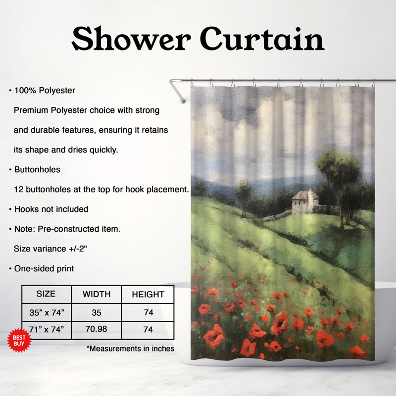 Bilbie Shower Curtain, 74"H x 71"W