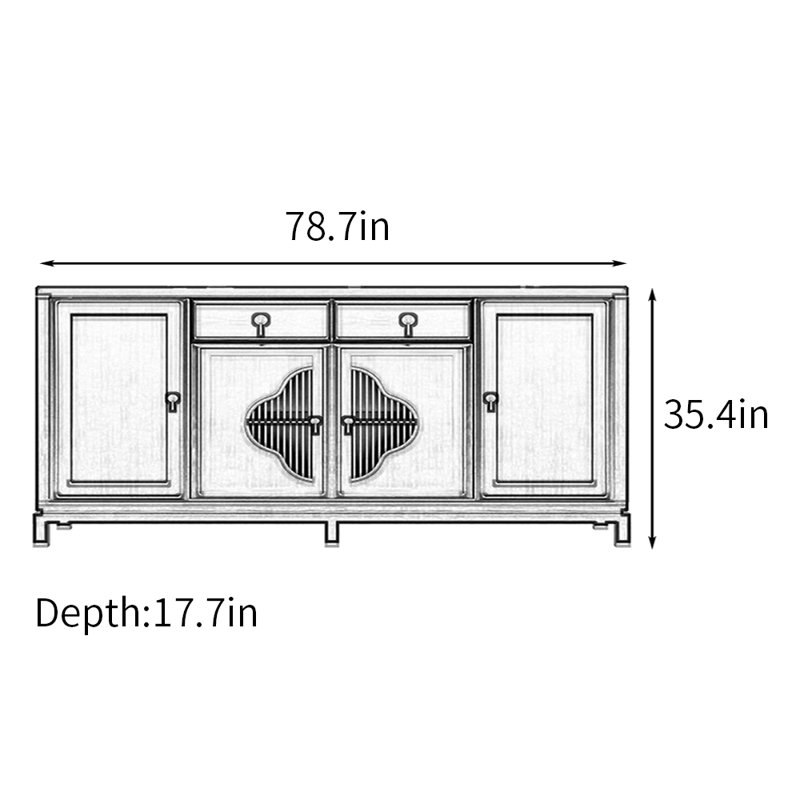 Tea Cabinet  Sideboard, 35.4" H x 78.7" W x 17.7" D