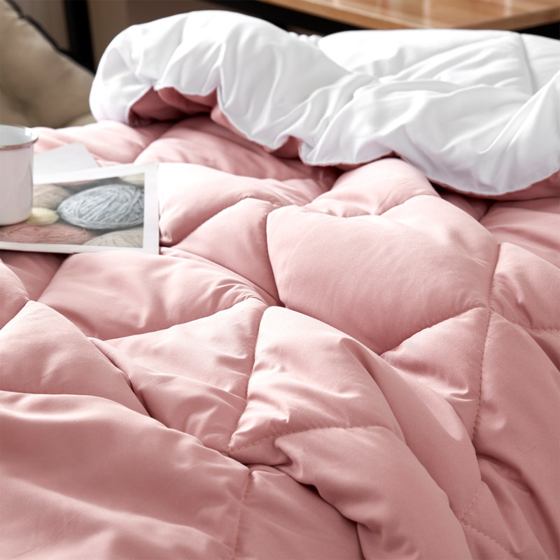 Reversible Microfiber Twin XL Dorm Comforter, Pink/White