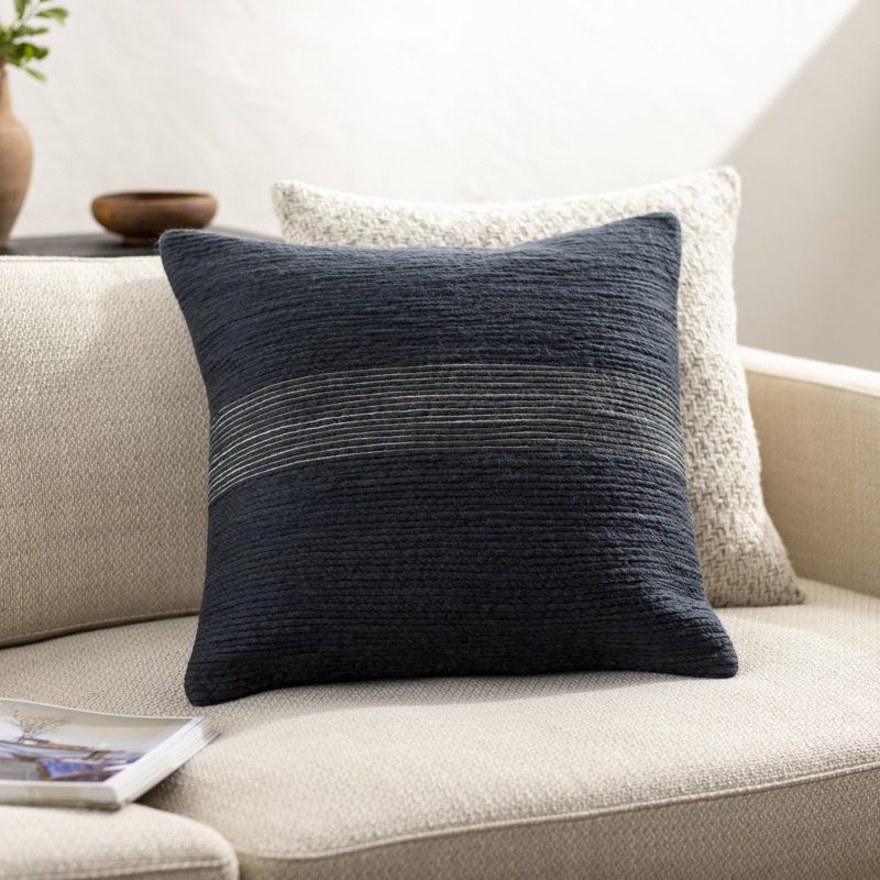 Cotton Throw Pillow Square Pillow, Down, 22" x 22"