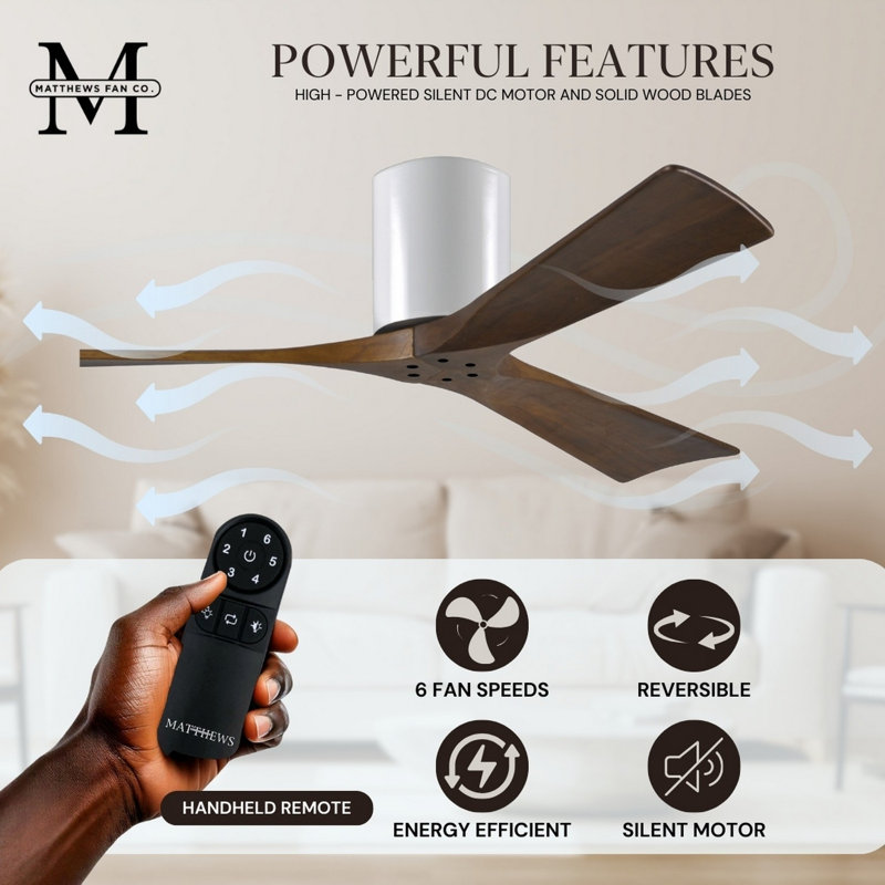 Irene Ceiling Fan, Gloss White, 42", Walnut Tone