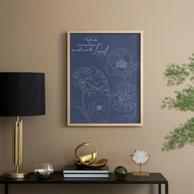 Serve the Lord Floral Sketch Framed Print - Solid Wood