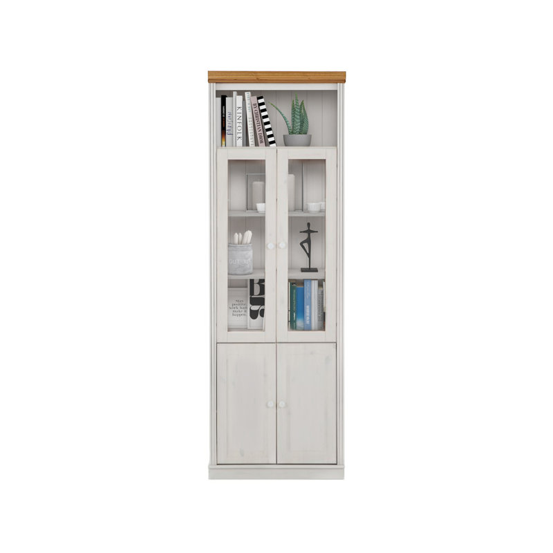 Demetricia 223 cm H x 74 cm W Library Bookcase, Brown/White