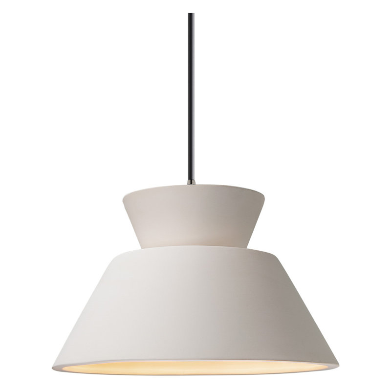 Luminaire suspendu géométrique à 1 lumière Logan, Nickel brossé, DEL (intégrée), Bisque