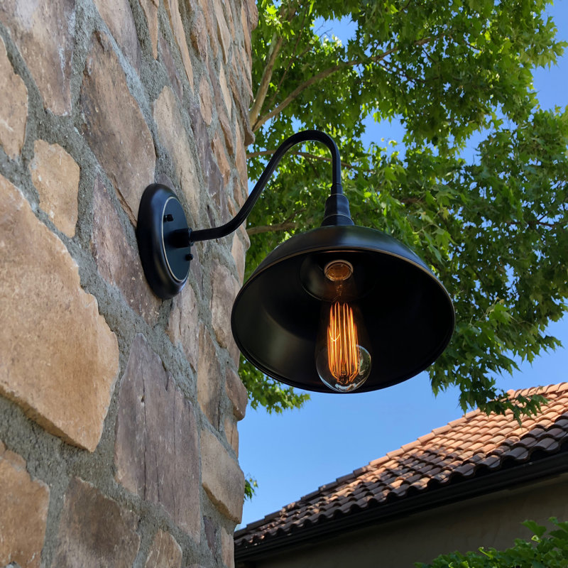 Luminaire de grange d'extérieur 15 po Ellesef, Noir impérial