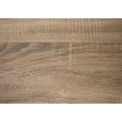 Console d'angle étroite pour salon et chambre à coucher - Stratifié taupe moderne avec support en métal noir