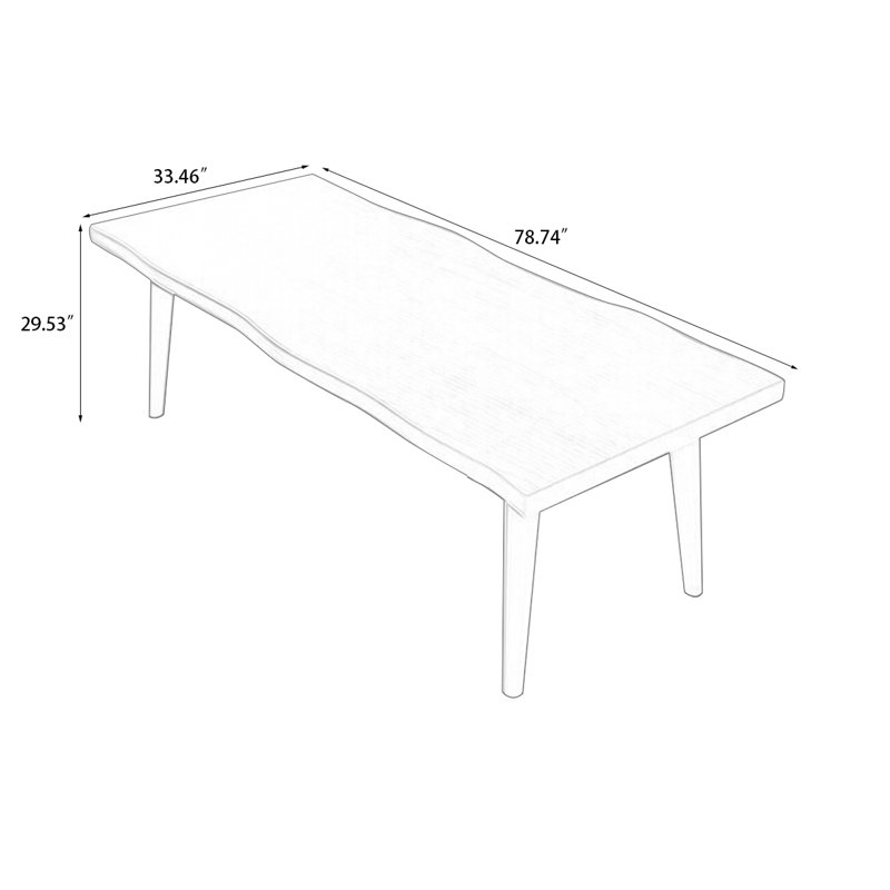 Table de salle à manger rectangulaire, 29.53"H x 78.74"L x 33.46"W