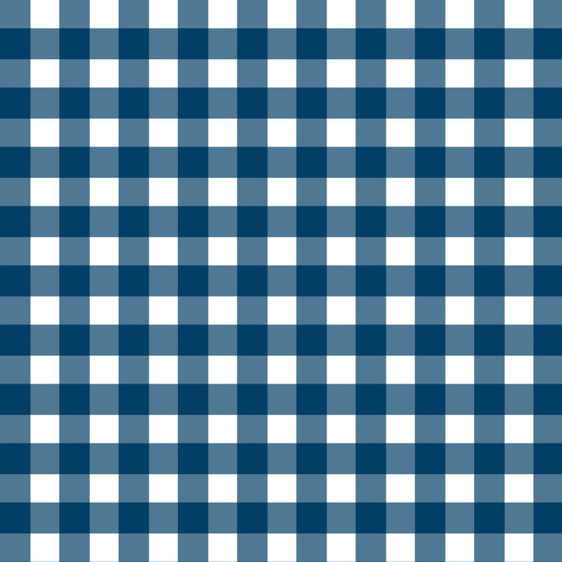 Gingham Pattern Euro Sham, White/Navy Blue, Square 24"